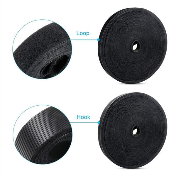 Selvklæbende velcro til kabelstyring 10 m / 2 cm Sort 79