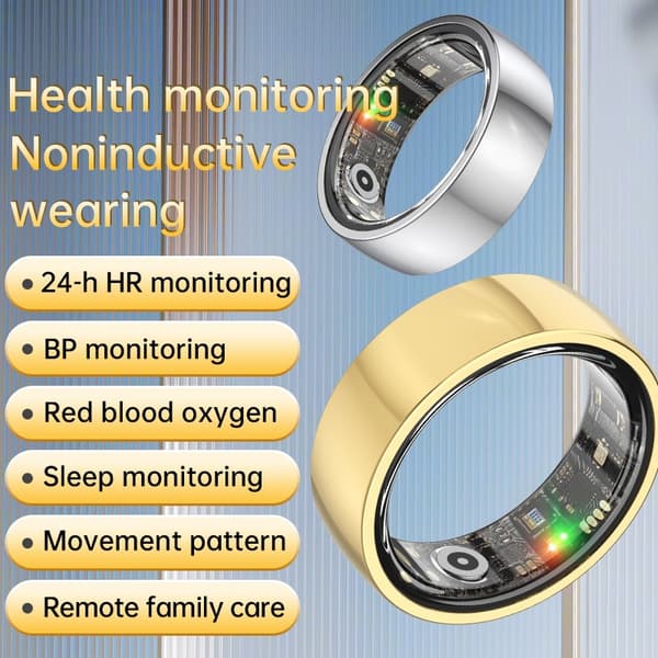 Smart Ring R1000 – Søvnmonitor, Bluetooth 5.0, Blodoksygenmåler Gull 8 Gull 8 Gold