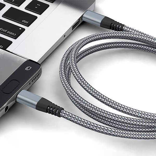 USB-C ladekabel 60 W hurtiglading, kompatibel med iPhone 15/Plus/Pro Max, Samsung Galaxy S24/S23/S22, Pixel 7 Pro Grå 3 m Grå 3 m Grey