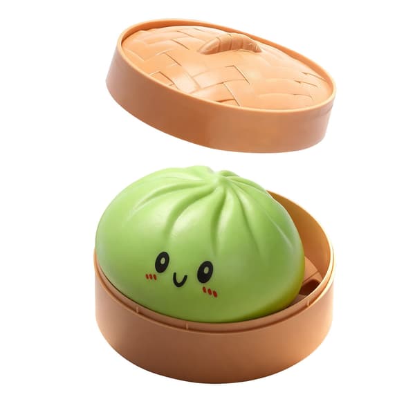 Grøn Glitter Dumpling Squishy Legetøj med Mini Damper, Blød Dej Elastisk Klemmebold, Sjov Simuleret Mad Sensorisk Legetøj til Dekoration green