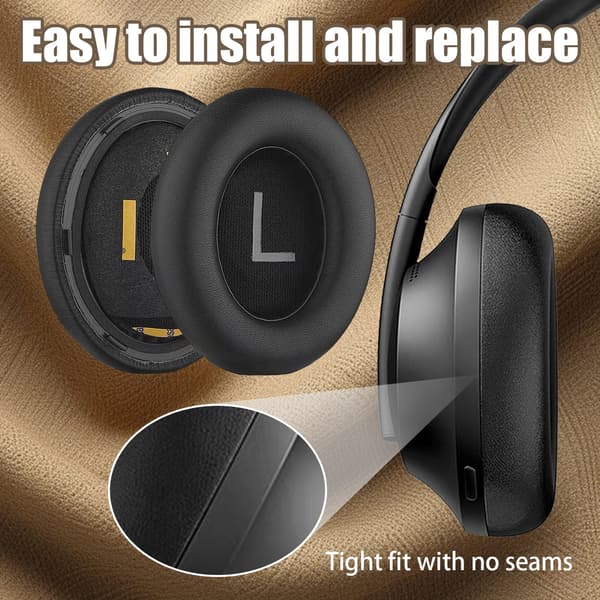 Ørepuder til Bose 700/NC700 kunstlæder 1 par Sort 36 Black