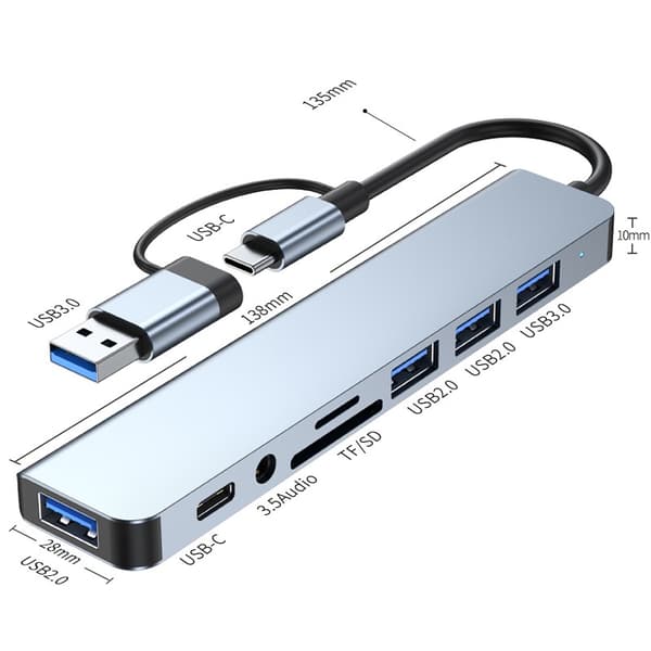 8-i-1 Type-C Hub Adapter til Bærbare Computere - Model 2218TU 62