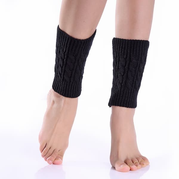 Kabelstrikkede korte benvarmere, sort 37 Black