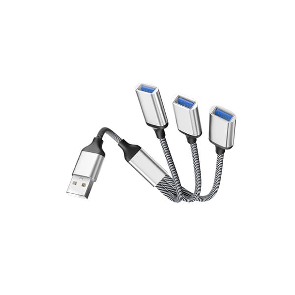 USB-hub-splitter - 3 porter sølv 34 Silver
