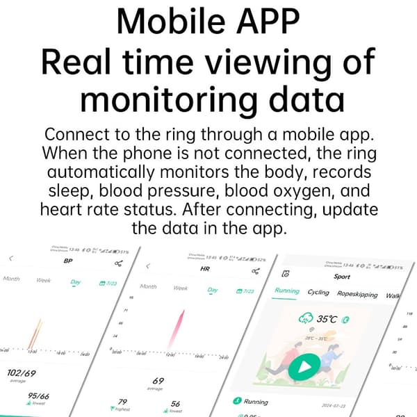 Smart Ring R1000 – Søvnmonitor, Bluetooth 5.0, Blodoksygenmonitor Svart 7 Svart 7 Black