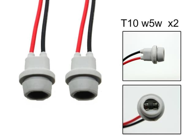 T10 w5w led / halogen kontakter / sockel 2-pack mjuk gray grå