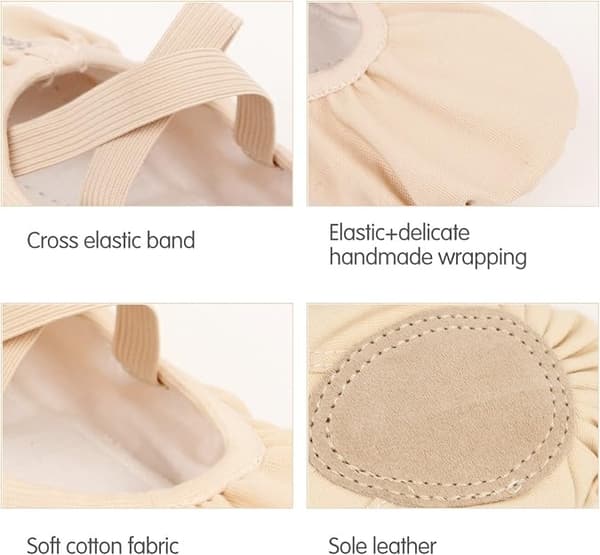Ballettskor med delad sula, platta sneakers för dans Ljusrosa 5 UK Lightpink