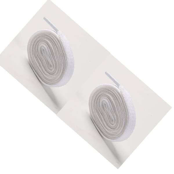 Flade snørebånd i polyester, 4 par hvid M hvid M White