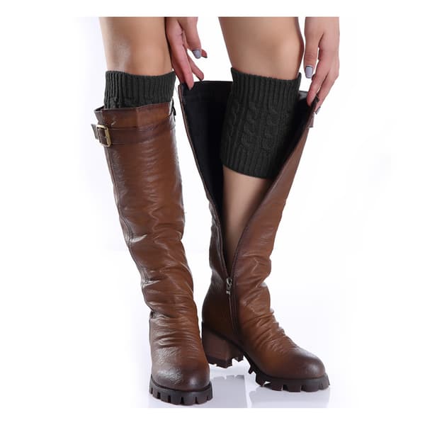 Kabelstrikkede korte benvarmere, sort 37 Black