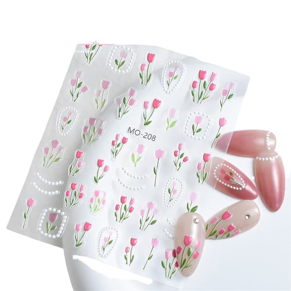 3D nageldekaler med tulpaner Modell 2 3