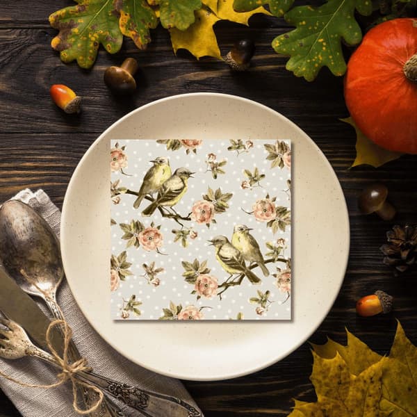 Servietter Fugle Blomster 20-pak multicolor multifärg