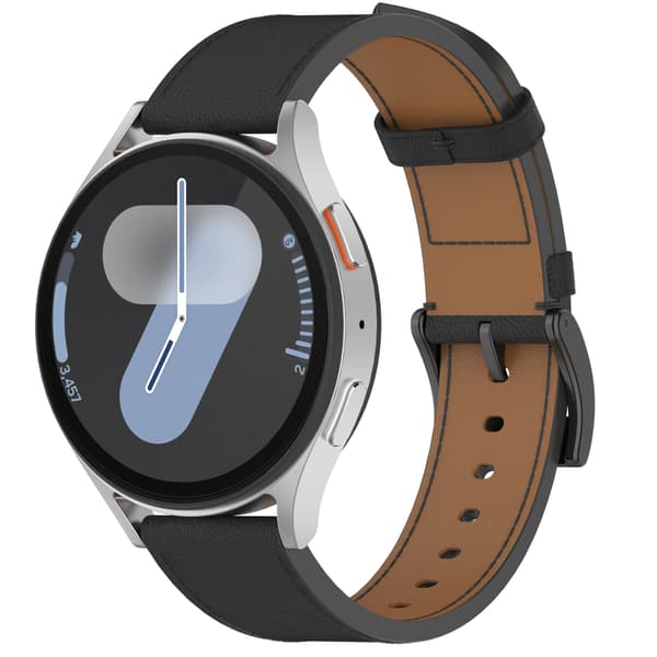 Ægte læderrem til Samsung Watch 4 5 6 7 Sort 19 Black