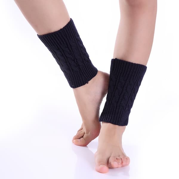 Kabelstrikkede korte benvarmere, sort 37 Black