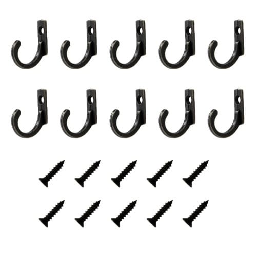 Väggkrokar med skruvar, 10-pack Svart 26 Black