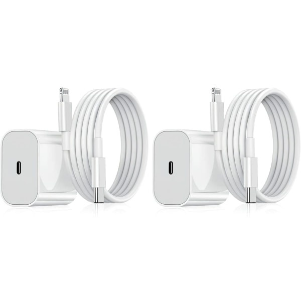 2-pack - iPhone-laddare - Snabbladdare - Adapter + 2 m kabel 20 W Lightning Vit 2-pack iPhone (NT) 2-pack Lightning 2-pack Lightning 2-Pack