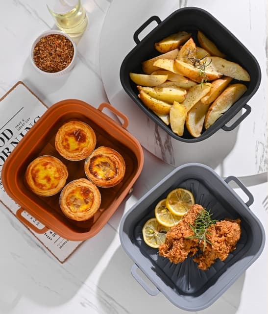 Sammenfoldelig Firkantet Airfryer Silikoneform 17,5 cm Grå 192 Grey