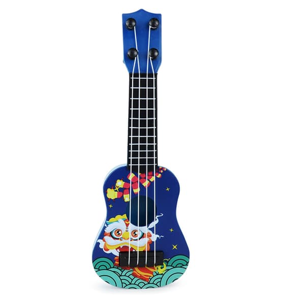 Barn Ukulele Modell Tecknad Lejon 4 Strängar Nybörjar Ukulele Mini Musikinstrument Leksak för Tidig Utbildning Blå