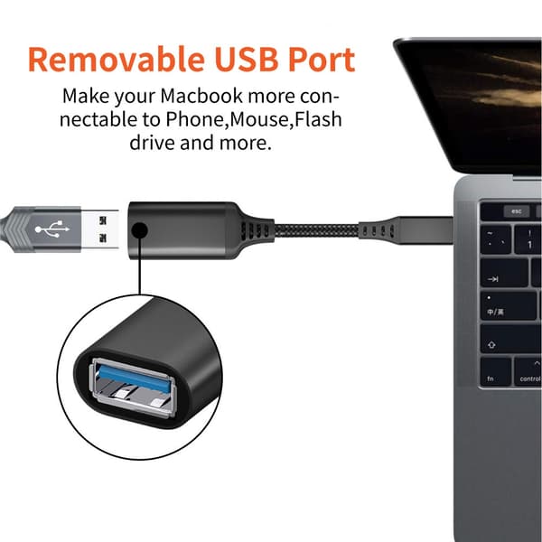 USB-C–USB 3.0 -sovitinkaapeli 5 Gbps musta 21 Black