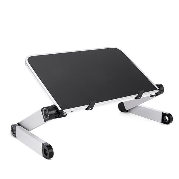 Vikbart laptopbord, ergonomiskt stativ i aluminium (vit) metallook