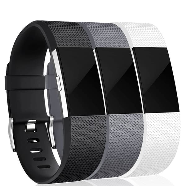 Fitbit Charge 2 armbånd silikone 3-pak (S) Sort/Grå/Hvid 56 Black/Gray/White