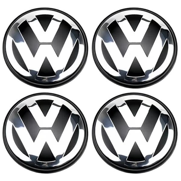 4-pak Volkswagen navkapsler, 56 mm sølv navkapsler