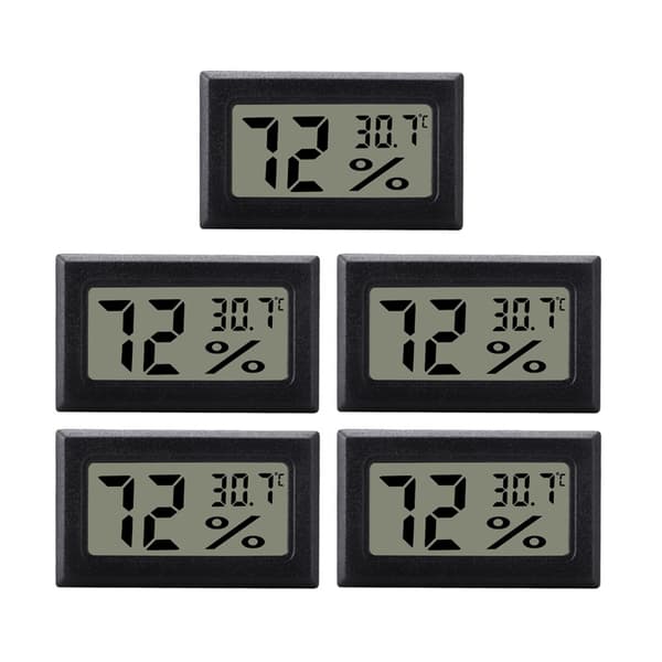 Mini digitalt hygrometer / termometer 5-pakning Svart 92 Black