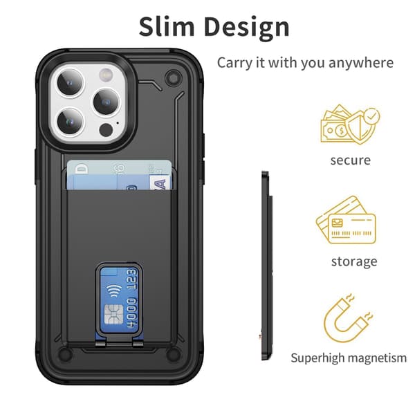 Slank magnetisk kortholderstativ - Skin Feel Sort 43 Black