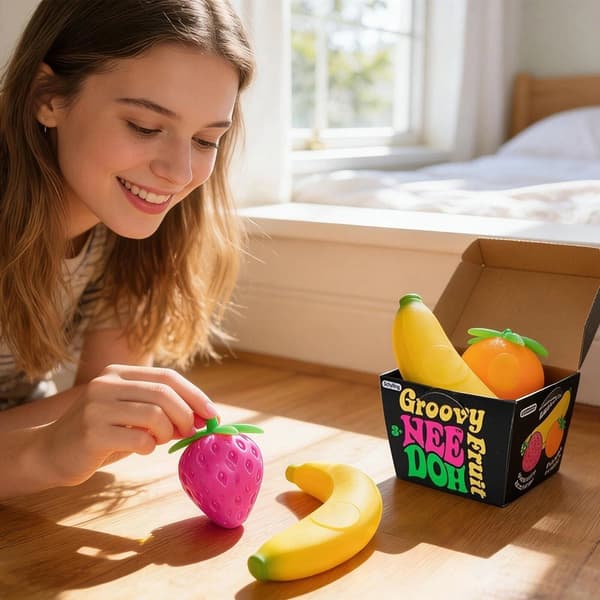 NeeDoh Groovy Fruit Nyhedslegesæt 3 stk/sæt Klem Stressbold Søde Sensoriske Frugt Squishy Legetøj Til Børn