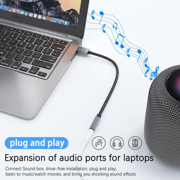 USB - 3,5 mm (hun) lydadapter Grå 13 Grey