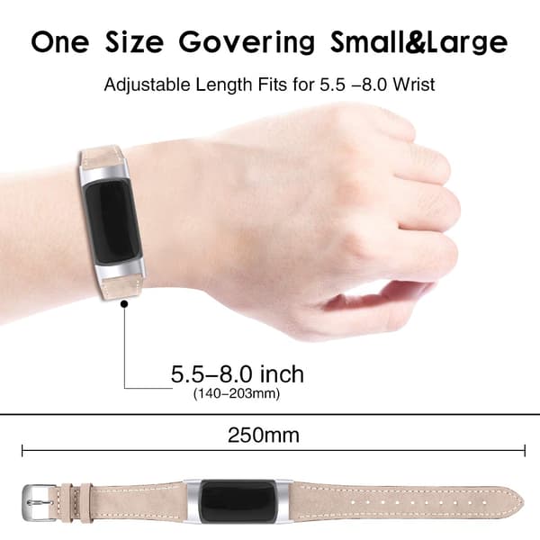 Ægte læderrem til Fitbit Charge 5/6 Beige 16 Beige
