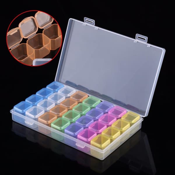 28-rums diamantmaleri klar opbevaringsboks - Opbevaringsboks multicolor