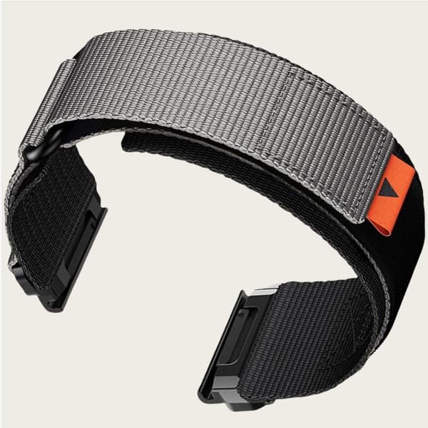 26 mm nylon urrem til Garmin Fenix 8/7X Pro/5X/6X Grå Grey