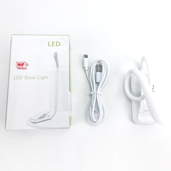 Leselampe, LED-boklampe med 3 lysmoduser, oppladbar Hvit 98 White