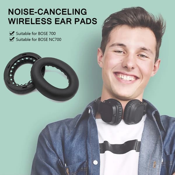 Ørepuder til Bose 700/NC700 kunstlæder 1 par Sort 36 Black