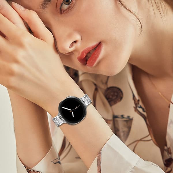 Elegant diamant rustfrit stål urrem kompatibel med Samsung Watch 8 (mindre version) sølv 50 Silver