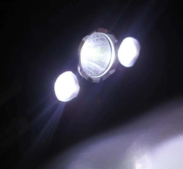 Vanntett hodelykt med 3 oppladbare LED-lys 327