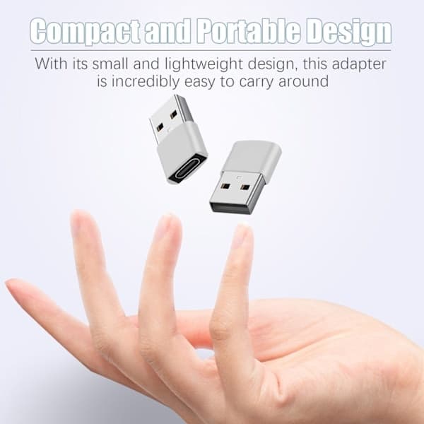 2-pakkaus USB-C–USB-sovitin tiedonsiirtoon ja lataukseen, hopea Silver