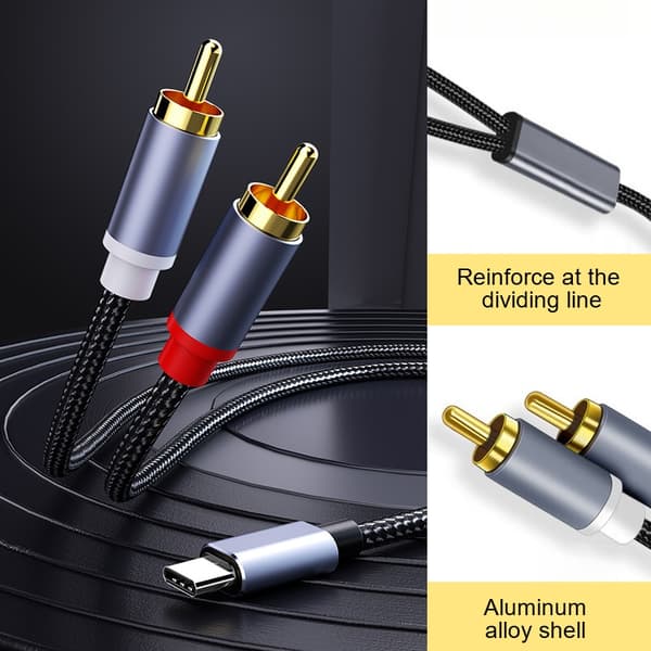USB-C til 2x RCA stereo lydkabel Grå 1,2 m Grå 1.2 m Grey