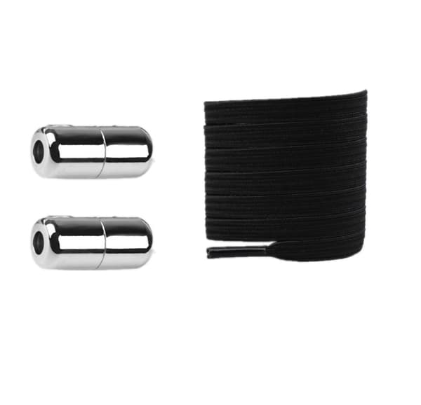 Elastiske snørebånd uden binding med lås 1 par Sort Black