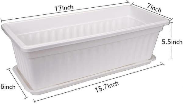 5-pack 43 cm vit blomlåda fönsterlåda plast
