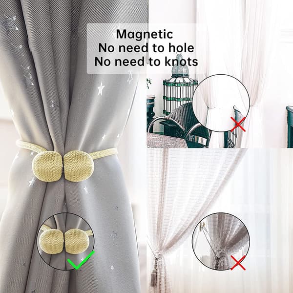 Magnetisk gardinholder Gull 4-pakning