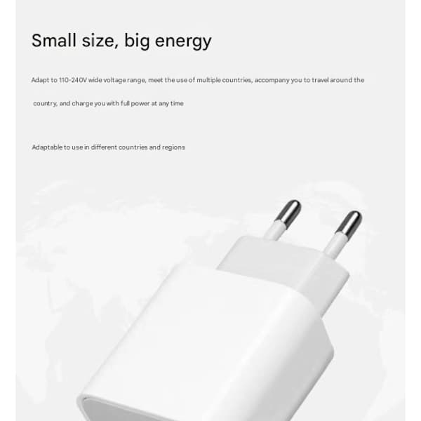 Hurtigoplader 20W til Apple-enheder, USB-strømadapter med 2m kabel, Lightning-stik, Apple-interface 1. Apple-interface 1pc Apple Interface