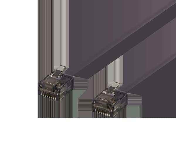 U/UTP Cat6a patchkabel, fladt, 0,3m, 1mm tykt, sort 10 Svart