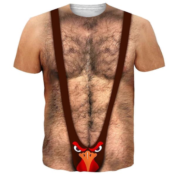 Unisex 3D-valemuskelipaita rintaprintillä, lyhythihainen toppi, luova uutuus-T-paita Small