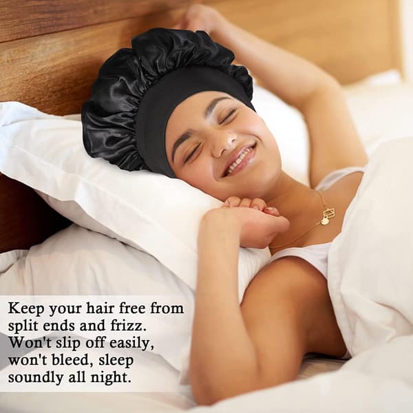 Satin Sleep Cap For Women 2 Pack Soft Night Bonnet Hårbeskyttelse Silkefôr