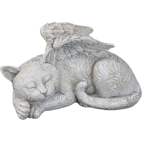 Kat Engel Statue Ære Gravsten 15*5*6cm Polyresin Antik sten Dekorer din have og soveværelse