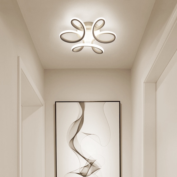 LED loftslampe, moderne buet design loftslampe til entre, balkon, køkken, badeværelse, soveværelse, 30W hvidt lys (hvid