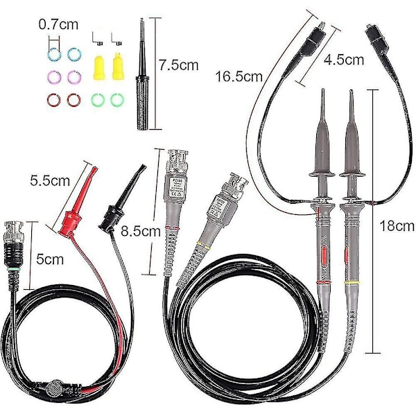 P6100100Mhz oscilloskopprobe med Bnc ToMinigrabber testledningssats