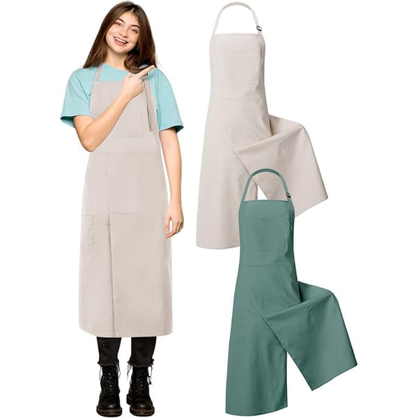 Lerretforkle med kryssrygg og delt bendesign – Justerbart arbeidsantrekk for keramikk, maling og restaurantbruk Brown orange 2 pcs