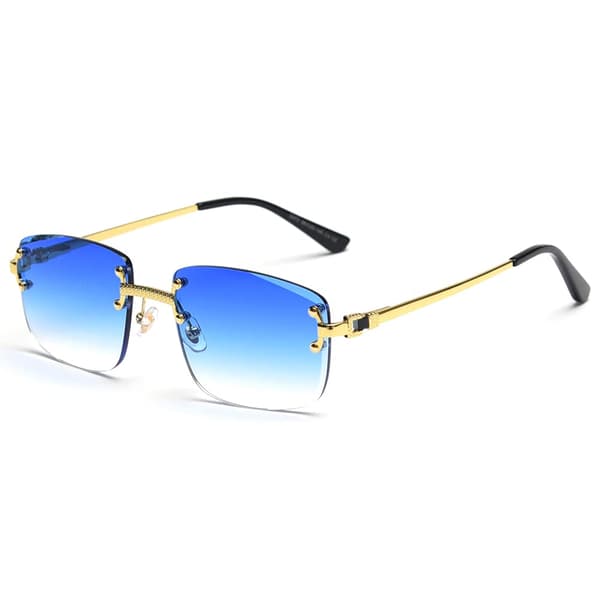 Rammeløse solbriller Firkantede gradient rammeløse briller Retro briller - Blå Gradient Blue